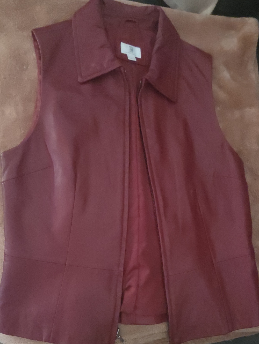 Apt. 9 Women's Wine Leather Sleeveless Vest
